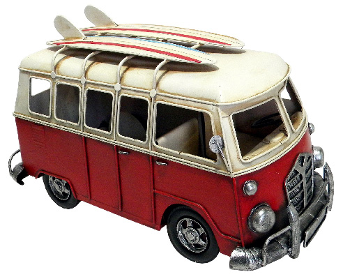 Repro Tin Red Camper Van - Click Image to Close